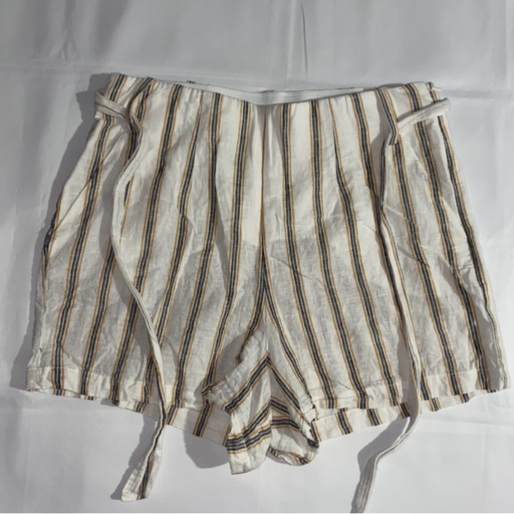 1. State Cabana Striped High Rise Linen Blend Shorts
